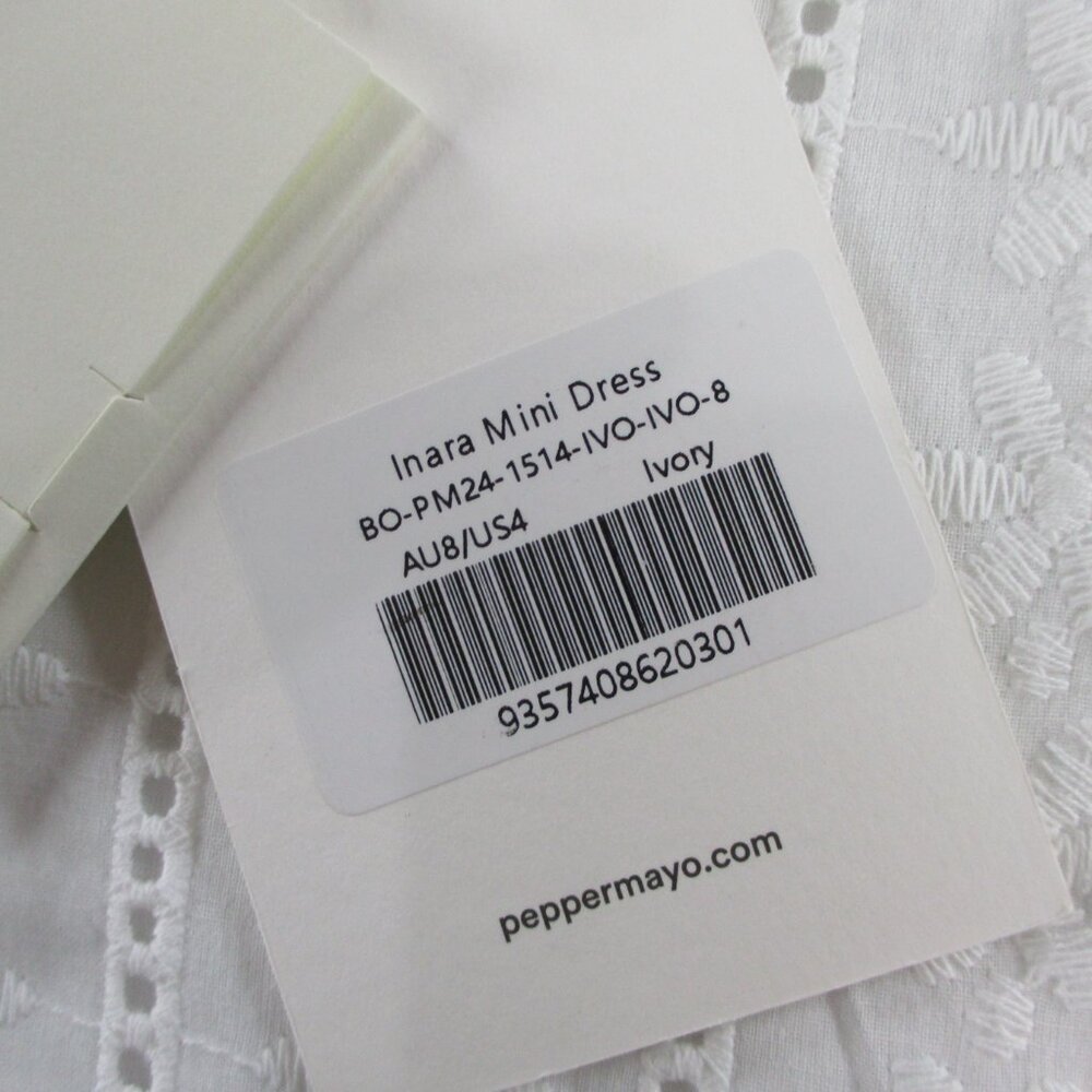 Peppermayo Inara Mini Dress Womens 4 Ivory White Strappy Exclusive NEW - Picture 4 of 8